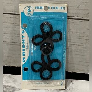 Wright’s Trims Decorative Frog 100% Cotton Black Color Fast Vintage USA